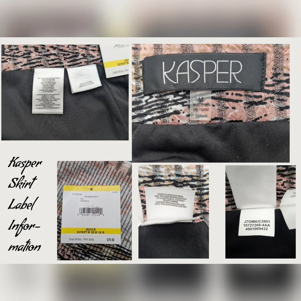 NWT Kasper Abstract Multi-Lined Print Pencil Skirt Sz L Back Zip - Picture 15 of 17